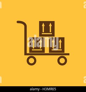 Le chariot d'entrepôt avec des cases icône. Livraison et expédition, logistique, transport symbole. Télévision Illustration de Vecteur