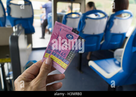 Deux billets pour l'autobus de ville GOKL,Tour,la Malaisie Kuala Lumpur. Banque D'Images