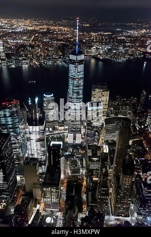 Vue aérienne de la tour de la liberté, de l'hélicoptère de Manhattan, New York, USA Banque D'Images