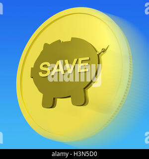 Pièce d'Or signifie économiser 6 % et en spécial Banque D'Images