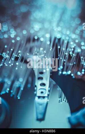 L'entreposage, la plaque de jetons avec des lumières à fibres optiques Banque D'Images