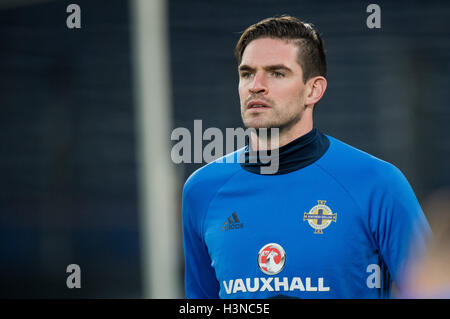 Hanovre, Allemagne. 10 Oct, 2016. Kyle Lafferty de l'Irlande du Nord au cours de la formation à l'IDH Arena de Hanovre, Allemagne, 10 octobre 2016. L'équipe nationale de football allemande jouera un tournoi de qualification de la Coupe du Monde contre l'Irlande du Nord, à Hanovre le 11 octobre 2016. Photo : JULIAN STRATENSCHULTE/DPA/Alamy Live News Banque D'Images