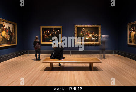 National Gallery, Londres, Royaume-Uni. 11 octobre, 2016. Au-delà de Caravaggio est la première exposition importante au Royaume-Uni pour explorer le travail du Caravage et de son influence sur l'art de ses contemporains et disciples. Credit : artsimages/Alamy Live News. Banque D'Images