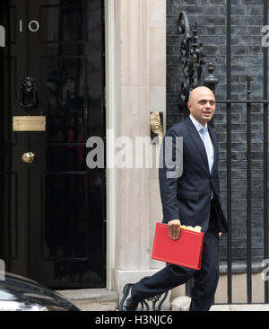 Londres, Royaume-Uni. 11 octobre, 2016. Sajid Javid, Secrétaire Communautés laisse 10 Downing Street, à la suite d'une réunion du Cabinet. Crédit : Ian Davidson/Alamy Live News Banque D'Images