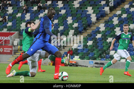 Stade national de football à Windsor Park, Belfast, Irlande du Nord. 11 Oct 2016.France's Jean-Kevin Augustin au sujet de son second objectif net. David Hunter/Alamy Live News. Banque D'Images