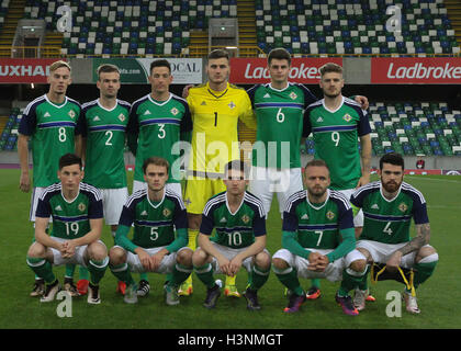 Stade national de football à Windsor Park, Belfast, Irlande du Nord, 11 octobre 2016. L'Irlande du Nord U21 pour le match de ce soir contre la France. David Hunter/Alamy Live News. Banque D'Images