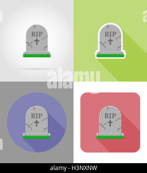 Télévision tombe halloween icons illustration isolé sur fond Banque D'Images