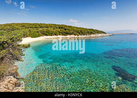 La plage Emblisi sur l'île de Céphalonie, Grèce Banque D'Images