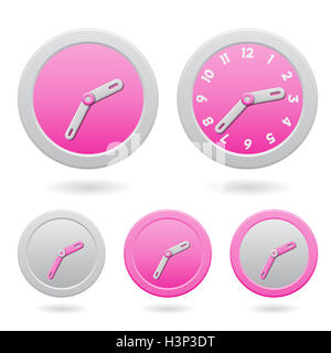 Vector Illustration d'Horloges Rose moderne isolé sur fond blanc Banque D'Images
