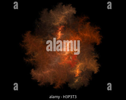 Les fractales, l'espace abstrait flammes sur un fond noir. Banque D'Images