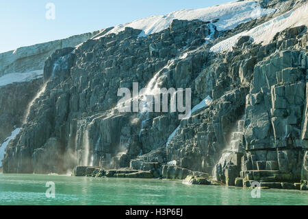 Waterfallss à Alkefjellet, Svalbard, Norvège Banque D'Images