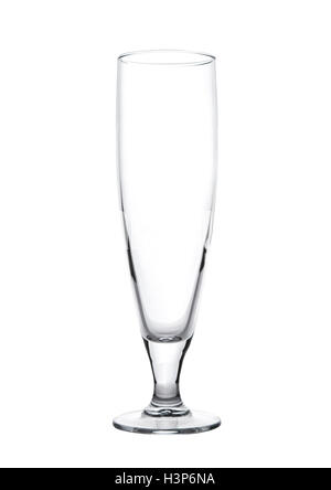 Verre de bière vide isolé sur fond blanc Banque D'Images