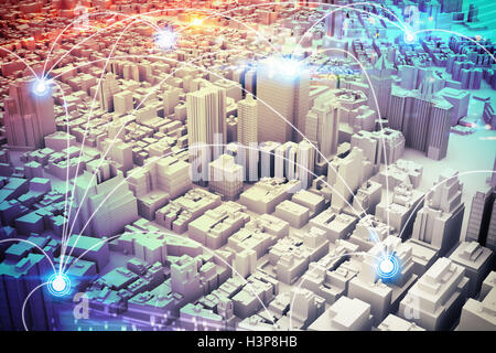 City vision futuriste. Le Rendu 3D Banque D'Images