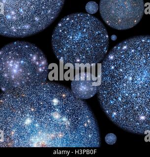 Abstract blue bubbles, multiverse theory, illustration. Banque D'Images