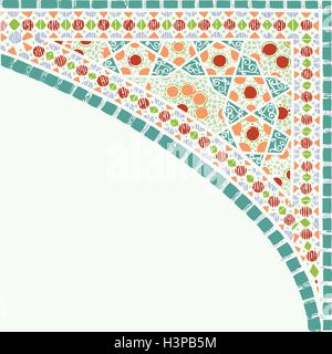 Coin frame pattern géométrique colorée mosaïque ethnique abstract background vector Illustration de Vecteur
