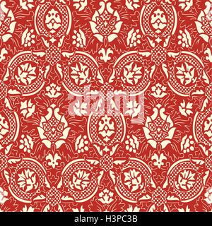 Dentelle rouge abstrait sans couture à la main motif floral, vintage. Motif transparent peut être utilisé pour le papier peint, le modèle fi Illustration de Vecteur