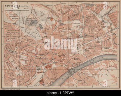 NEWCASTLE-UPON-TYNE town city plan. Shieldfield 1906 Jesmond Gateshead carte ancienne Banque D'Images