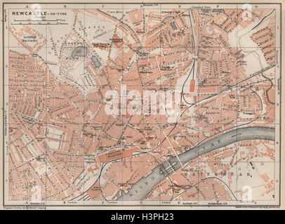 NEWCASTLE-UPON-TYNE town city plan. Shieldfield 1927 Jesmond Gateshead carte ancienne Banque D'Images