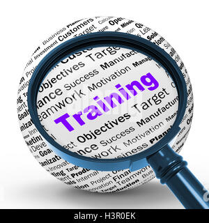 Loupe de formation Définition montre ou de l'éducation demandant Banque D'Images