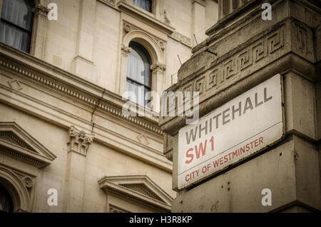 Whitehall SW1 Plaque de rue. Banque D'Images