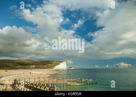 Sept Sœurs falaises de craie, East Sussex, Angleterre. Le Parc National des South Downs. Banque D'Images