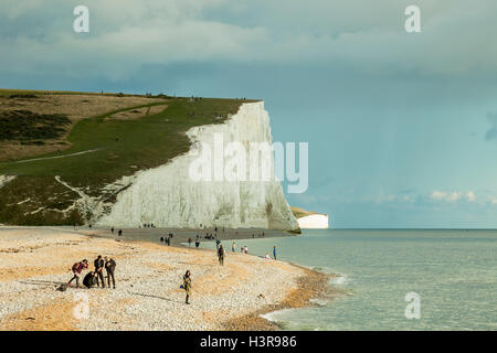 Cuckmere Haven dans l'East Sussex, Angleterre. Le Parc National des South Downs, à l'égard des sept Sœurs. Banque D'Images