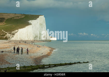 Cuckmere Haven dans l'East Sussex, Angleterre. Le Parc National des South Downs, à l'égard des sept Sœurs. Banque D'Images