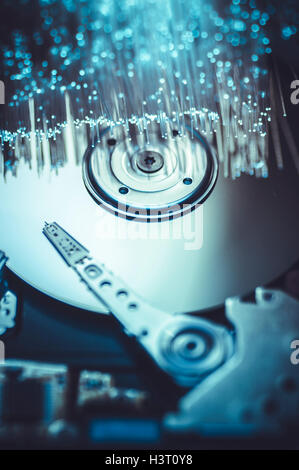 Assiette de frites avec lumières à fibres optiques Banque D'Images