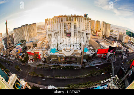 Matin Vue sur Las Vegas Boulevard avec casinos de villégiature en vue de Las Vegas Nevada Banque D'Images