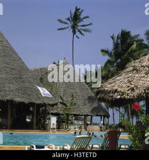 L'île de Zanzibar, Tanzanie, Kiwenga, caribou club', 'Installation de l'hôtel, piscine, Orient, Afrique, Tourisme, vacances, location, vacances, de palmiers, de l'extérieur, Banque D'Images