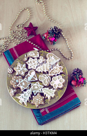 Gingerbread cookies de Noël Banque D'Images