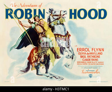 Les aventures de Robin des bois 1938 Warner Bros film avec Errol Flynn et Olivia de Havilland Banque D'Images