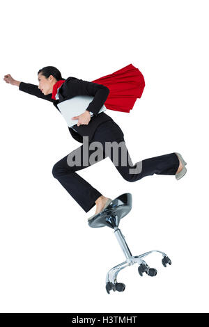 Femme faisant semblant d'être un super héros Banque D'Images