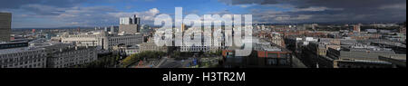 Manchester City wide panorama, Lancashire, Angleterre, jour Banque D'Images
