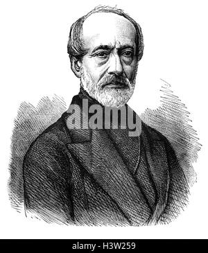 Giuseppe Mazzini (1805 - 1872) était un homme politique italien, journaliste et militante pour l'unification de l'Italie et a dirigé le mouvement révolutionnaire Italien. Ses efforts ont contribué à l'indépendance et de l'Italie unifiée à la place de l'plusieurs états distincts, de nombreux dominée par des puissances étrangères, qui existait jusqu'au xixe siècle. Il a également contribué à définir le mouvement européen moderne pour une démocratie populaire dans un État républicain. Banque D'Images