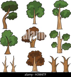 Collection d'arbres en cartoon doodle Illustration de Vecteur