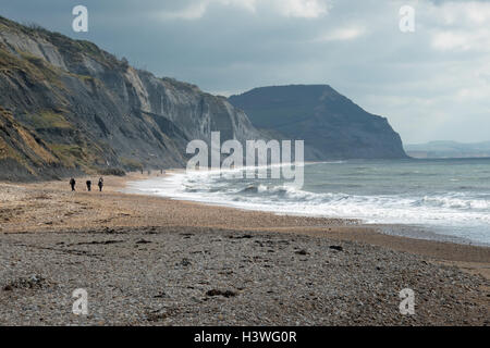 La mer près de Charmouth, à l'Est, vers Cap d'or dans la distance. Banque D'Images