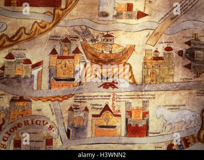 Une carte du monde médiéval comme on l'a connu. En date du 14e siècle Banque D'Images