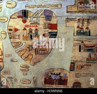 Une carte du monde médiéval comme on l'a connu. En date du 14e siècle Banque D'Images