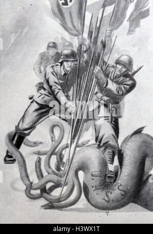 La propagande nazie Allemagne affiche représentant la défaite des soldats l'URSS. Hydra. En date du 20e siècle Banque D'Images