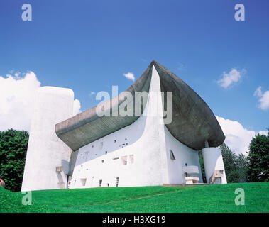 France, Haute-Saône, Ronchamp, l'église Notre-Dame-du-Haut', église de pèlerinage, en 1950 - 54, l'architecte, Le Corbusier, la structure, l'architecture, le lieu d'intérêts, à l'extérieur Banque D'Images