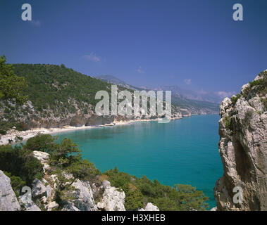 Italie, Sardaigne, province de Nuoro, Golfo Tu Orosei, Cala Luna Tu, Bay, île, la mer Méditerranée, Sardaigne, côte est, côte, rock, côte de la bile, Cala Luna Banque D'Images