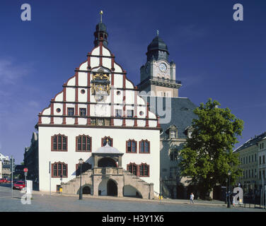 Allemagne, Saxe, Plauen, hôtel de ville, église, vue, marché, maison à pans de bois, à colombages, style architectural, le bâtiment, l'endroit d'intérêt, de l'architecture, à l'extérieur Banque D'Images