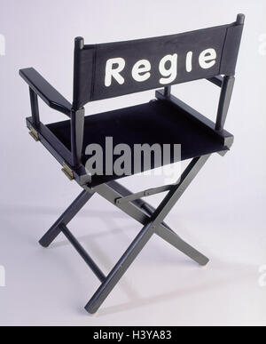 Fauteuil directorial, film, film production, chaise, chaise pliante, direction, studio, photographie de produits, Banque D'Images