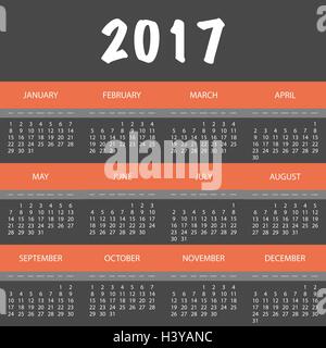 2017 Calendrier coloré rouge, Design Illustration de Vecteur