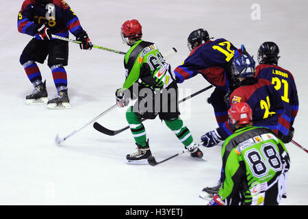 BARCELONA - 11 mai : Les joueurs en action dans la finale de hockey sur glace de la Copa del Rey (Coupe d'Espagne). Banque D'Images