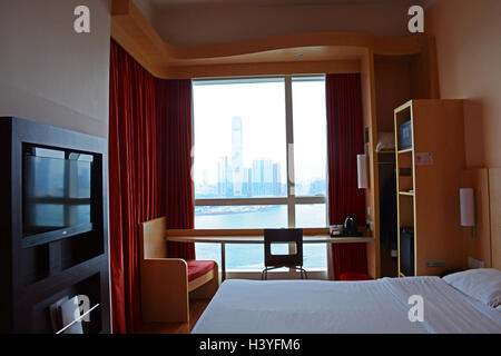 Chambre avec vue aérienne sur la baie de l'île de Hong Kong Chine Banque D'Images