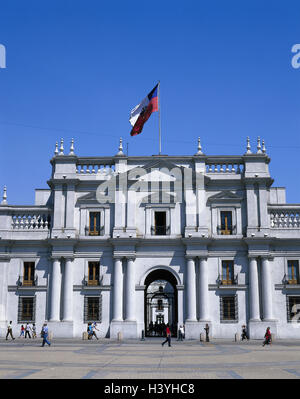 Chili, Santiago du Chili, Palacio de la Moneda, "La Moneda", passant, l'Amérique du Sud, capitale, palace, architecte, Joaquin Toesca, siège du gouvernement, palais du gouvernement, d'un bâtiment, d'architecture, architectural, classicisme, en 1799, auparavant, Banque D'Images