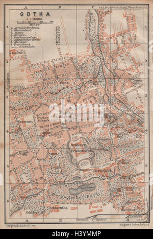 Ville Ville stadtplan gotha. La Thuringe. Schloss Friedenstein karte 1904 Ancien site Banque D'Images