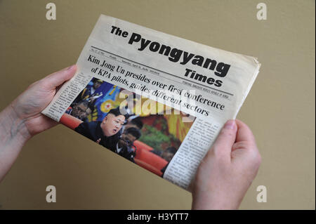 Le journal The Times de Pyongyang, en Corée du Nord Banque D'Images